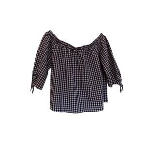 Caution To The Wind off shoulder crop top gingham size Large